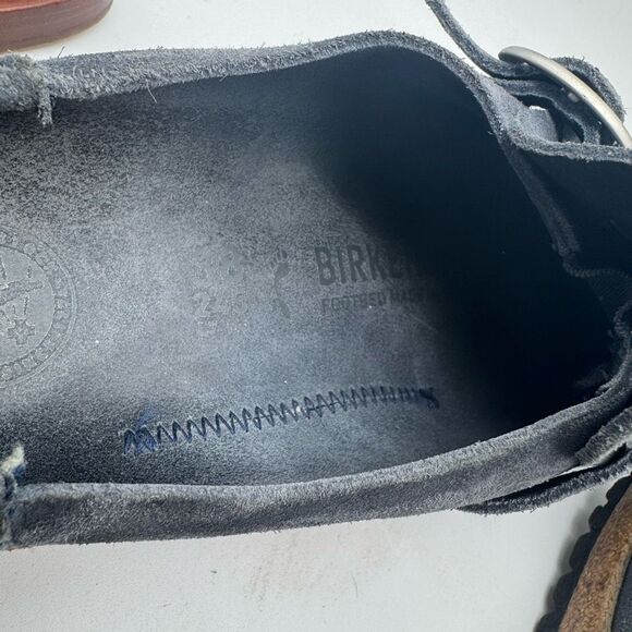 Birkenstock Shoes Womens 38 US 7 Buckley Suede Leather Navy Slip On Mule Clogs - Picture 6 of 7